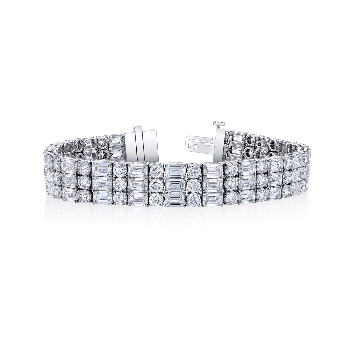 Platinum 3 Row Diamond Bracelet - JBR150
