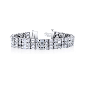 Platinum 3 Row Diamond Bracelet - JBR150