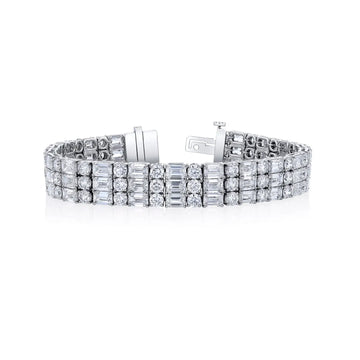 Platinum 3 Row Diamond Bracelet - JBR150