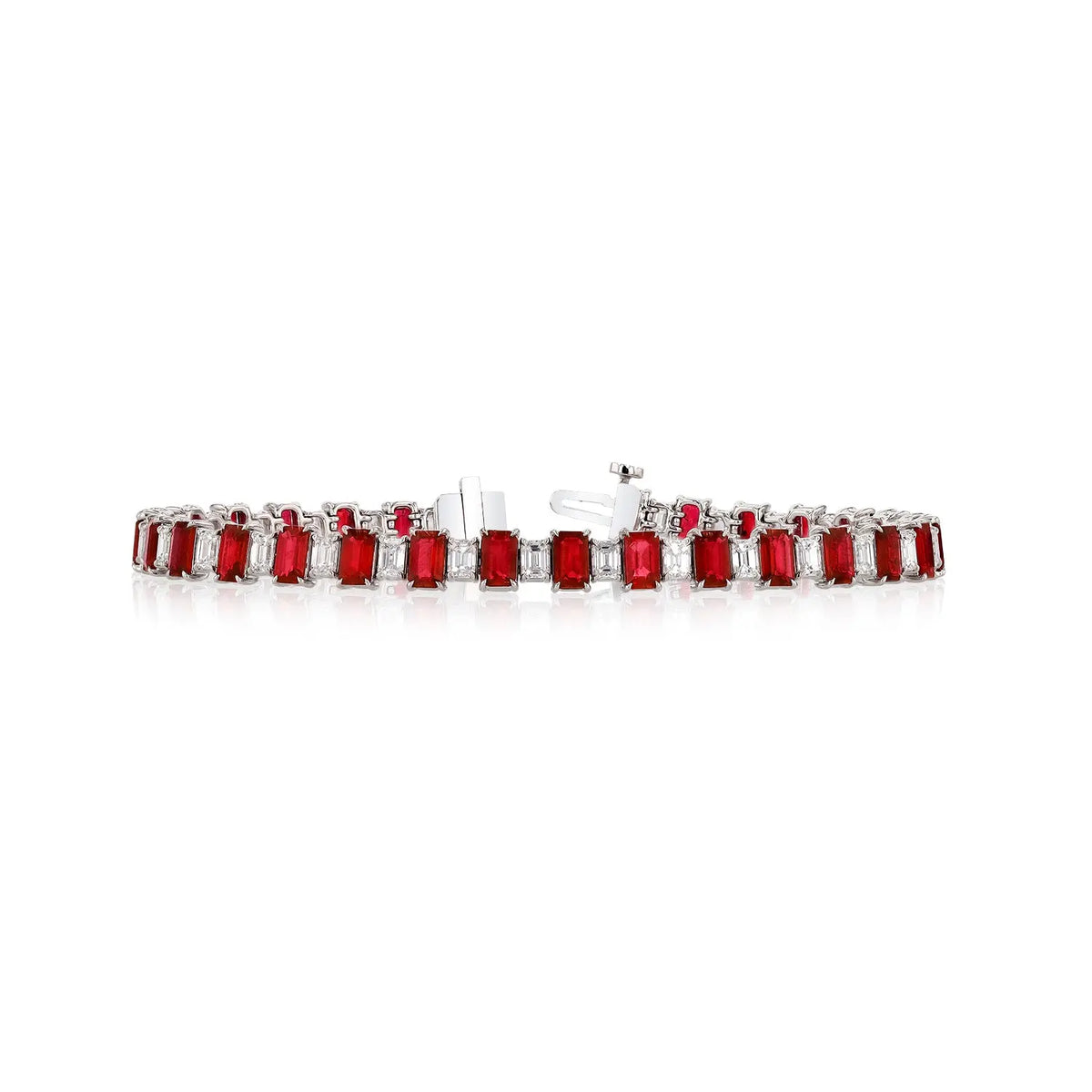18K White Gold Ruby Diamond Bracelet