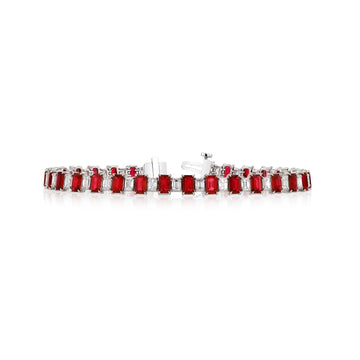 18K White Gold Ruby Diamond Bracelet