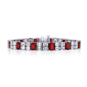 Platinum Diamond & Ruby Bracelet - JBR196
