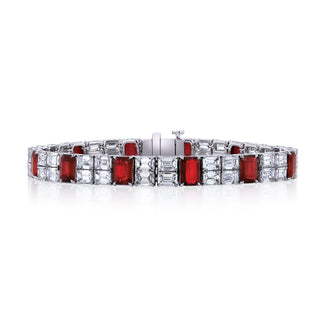 Platinum Diamond & Ruby Bracelet - JBR196 thumbnail
