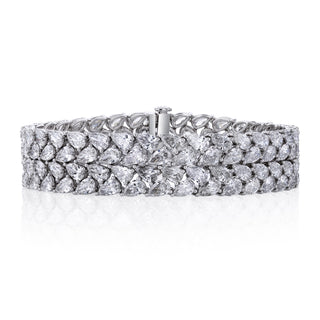 Platinum 2 Row Pear Shape Diamond Bracelet - JBR197 thumbnail