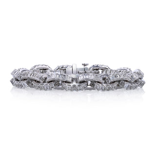 18K White Gold Diamond Chain Link Bracelet - JBR198 thumbnail