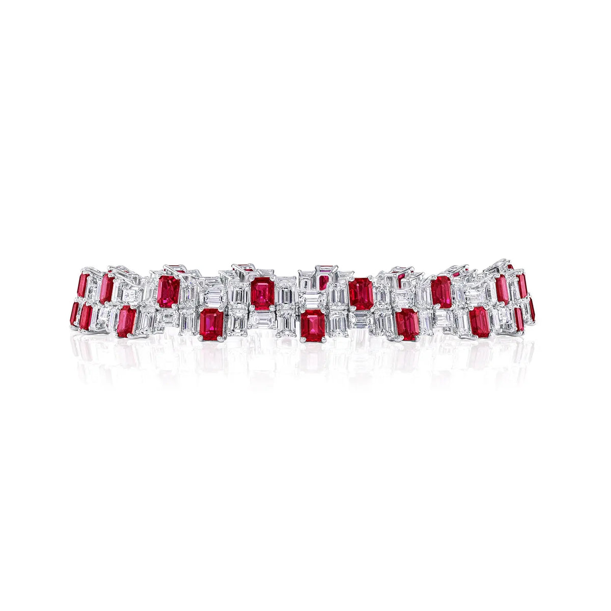 18K White Gold Ruby Bracelet