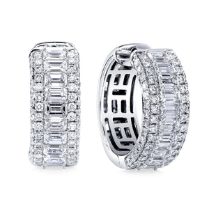 18K White Gold Diamond Hoop Earrings - JER432