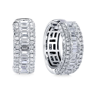 18K White Gold Diamond Hoop Earrings - JER432 thumbnail