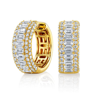 18K Yellow Gold Diamond Hoop Earrings - JER432Y thumbnail