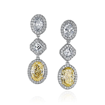 18K White Gold / 18K Yellow Gold Diamond Earring