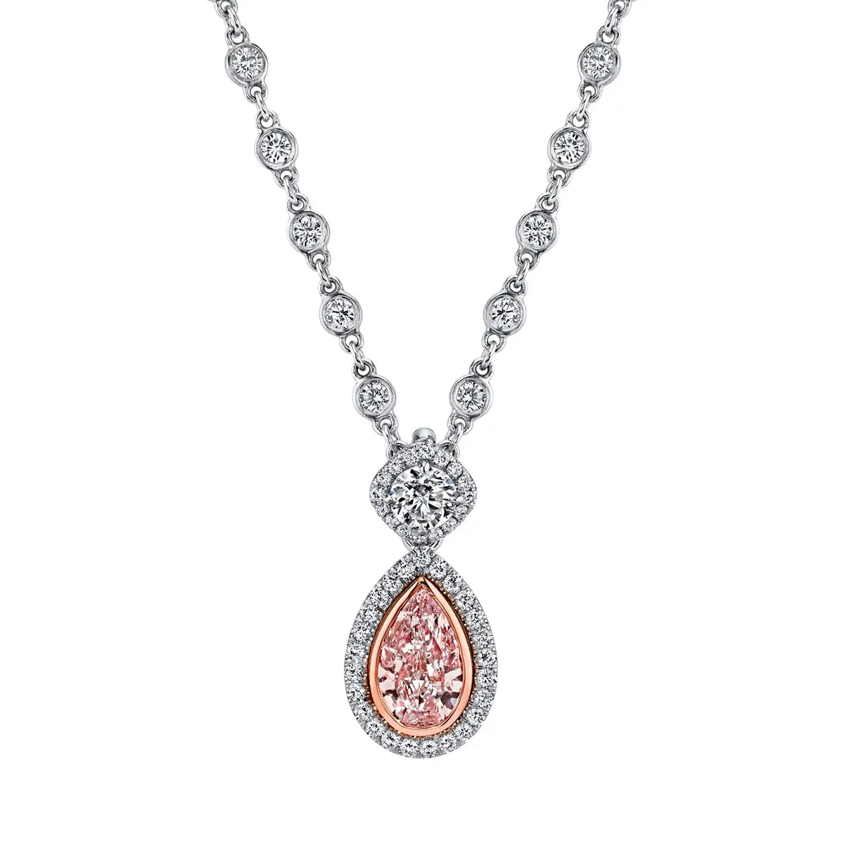 18K Rose Gold / Platinum Diamond Necklace