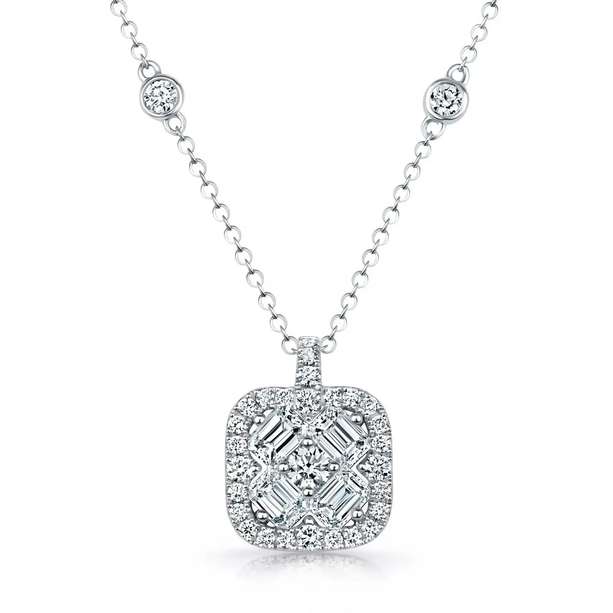 18K White Gold Diamond Necklace