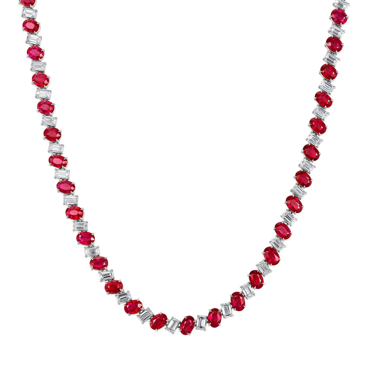 18K Yellow Gold / Platinum Ruby Necklace