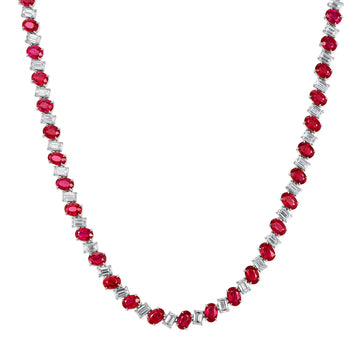 18K Yellow Gold / Platinum Ruby Necklace
