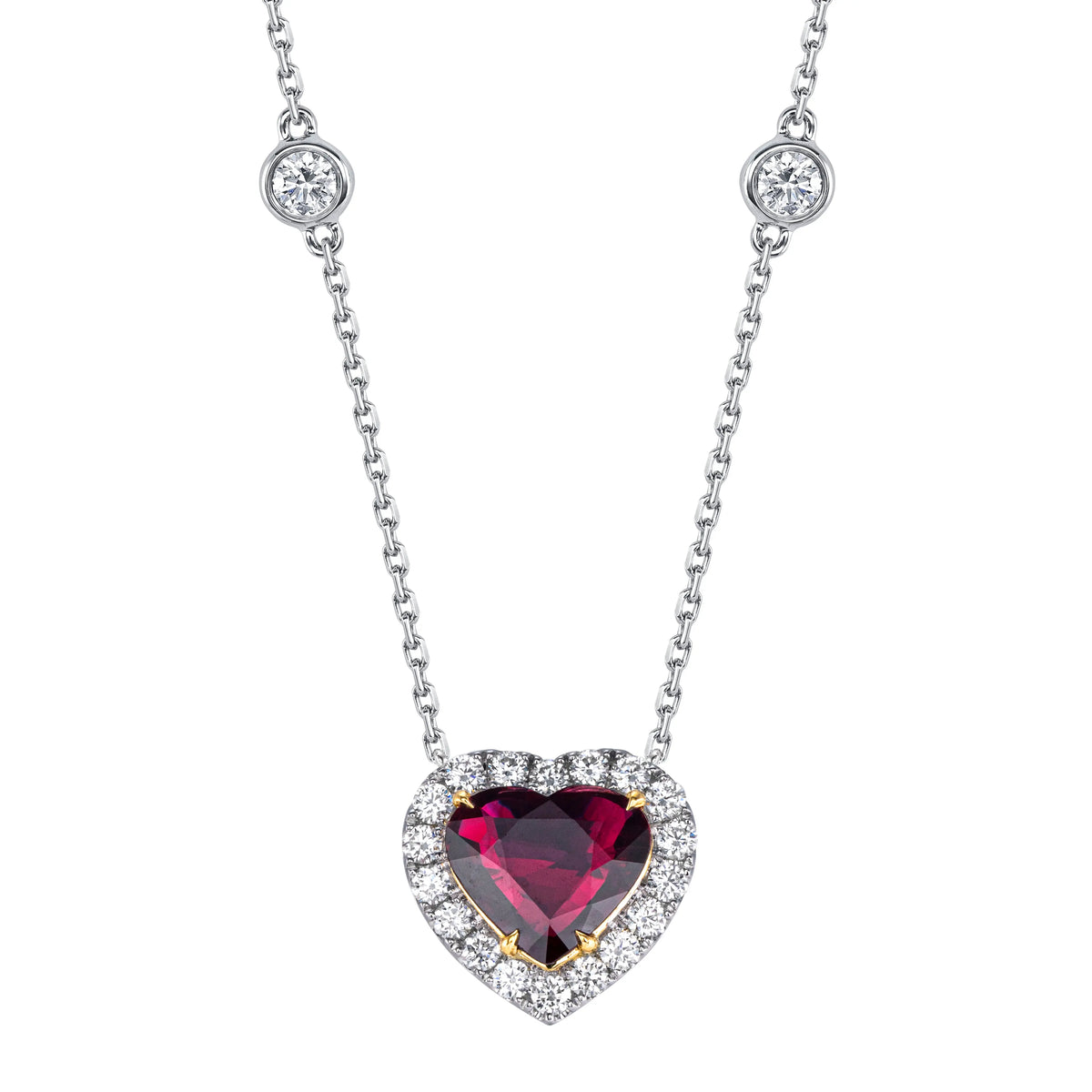 18K White Gold / 18K Yellow Gold Ruby Necklace