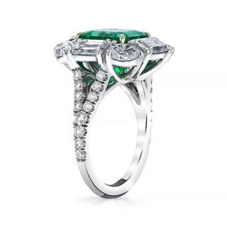 18K Yellow Gold / Platinum Emerald Diamond Ring thumbnail