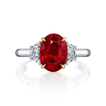 18K Yellow Gold / Platinum Ruby Diamond Ring