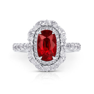 18K White Gold Ruby & Diamond Halo Ring - JSM1295