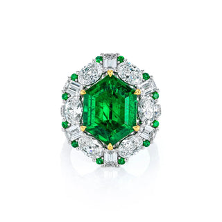 18K White Gold / 18K Yellow Gold Emerald Diamond Ring thumbnail