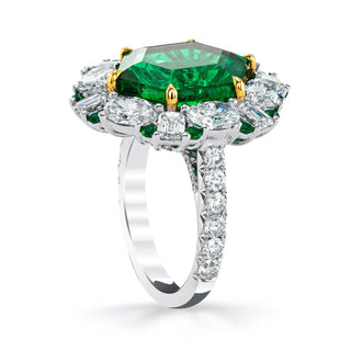 18K White Gold / 18K Yellow Gold Emerald Diamond Ring thumbnail