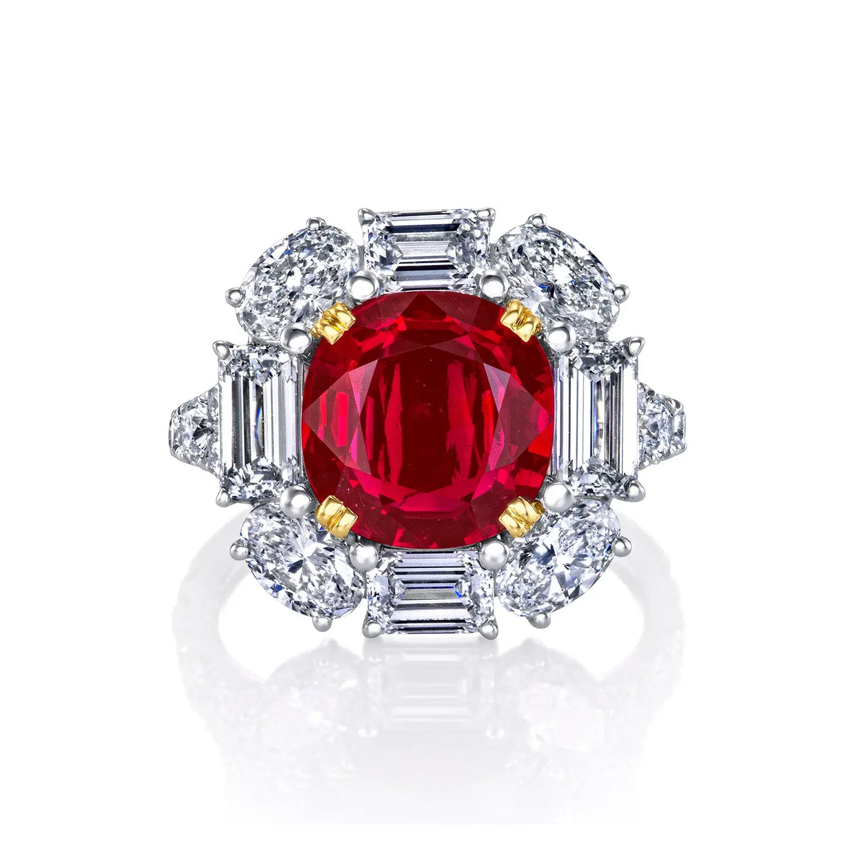 18K Yellow Gold / Platinum Ruby Diamond Ring