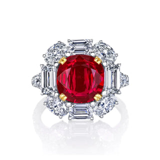 18K Yellow Gold / Platinum Ruby Diamond Ring thumbnail