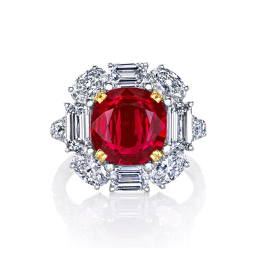 18K Yellow Gold / Platinum Ruby Diamond Ring