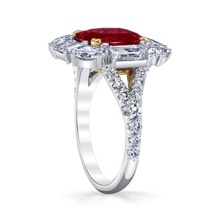 18K Yellow Gold / Platinum Ruby Diamond Ring thumbnail