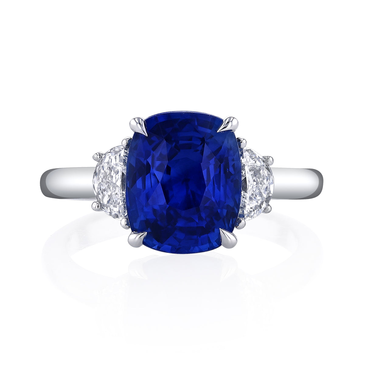 3-Stone Blue Sapphire & Diamond Ring - JSM324