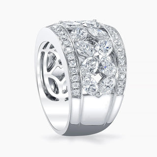 18K White Gold Oval Floral Band with Pave Accents, 2.6ct G-H, VS thumbnail