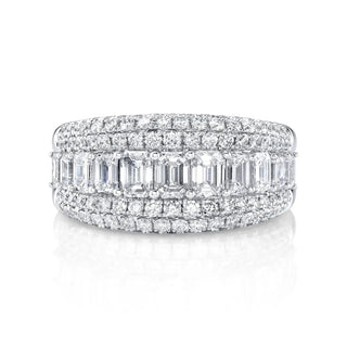 18K White Gold Emerald Band with Domed Pave, 2.5ct G-H, VS thumbnail