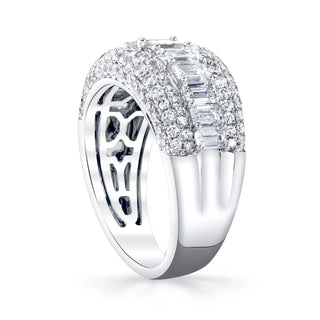 18K White Gold Emerald Band with Domed Pave, 2.5ct G-H, VS thumbnail