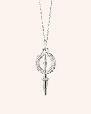 Mini "True North" Compass Key Necklace with White Sapphires thumbnail