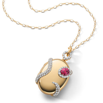Special Edition Red Spinel and Diamond Snake Locket Necklace