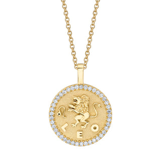 Aries Zodiac Coin Pendant With Diamond Frame thumbnail