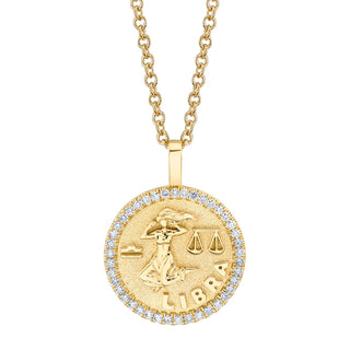Aries Zodiac Coin Pendant With Diamond Frame thumbnail