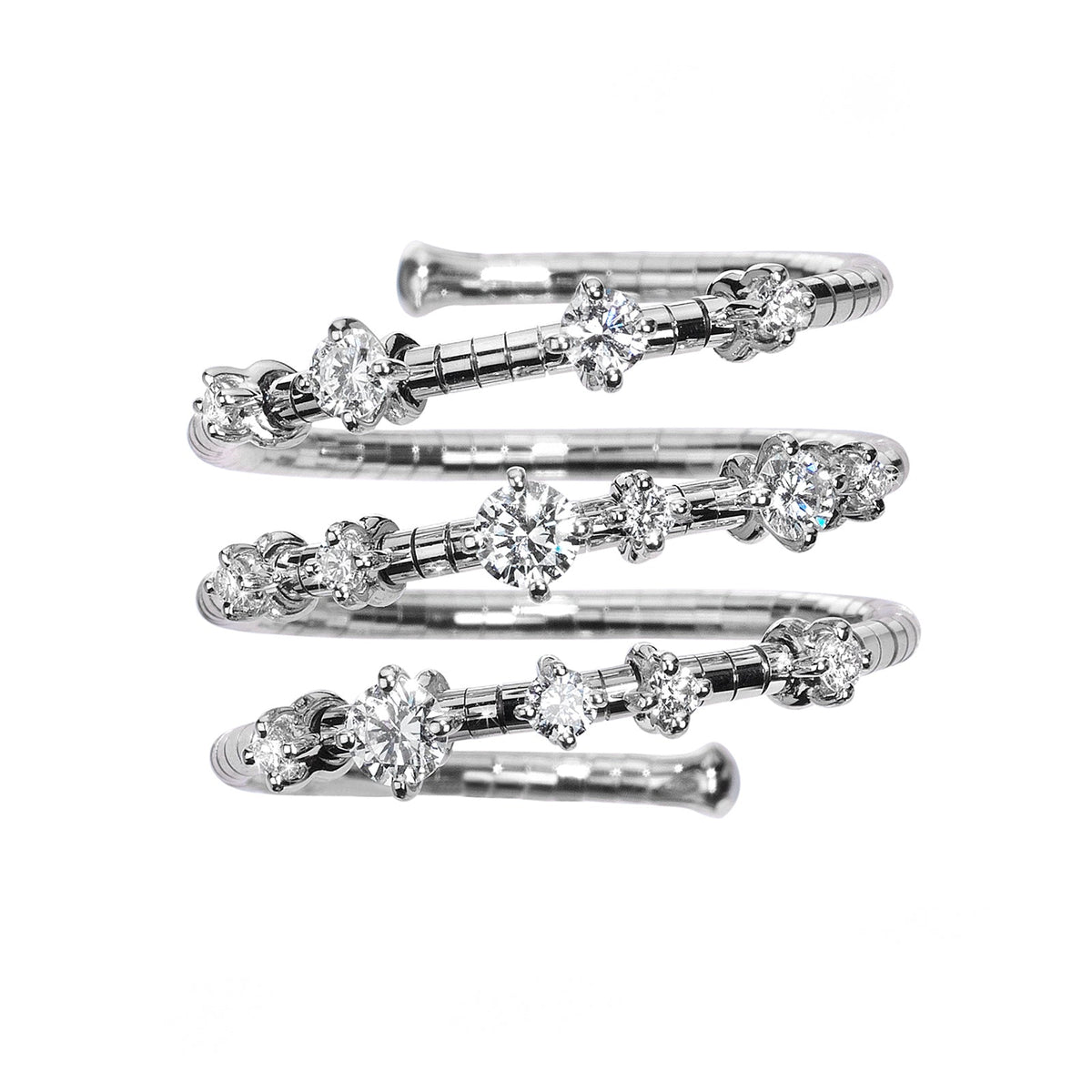 18K White Gold Rings 3 Rows