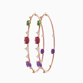 Mattia Cielo 18Kp/ Er Am=2.12 Tr=2.34 6Cm Rugiada Pietre & Ameth=2.12 Tourm=2.34 Hoops Earrings - LJWR124P-P thumbnail