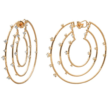Mattia Cielo 3Row Hoop 5.5Cm Rugiada Diamanti 3 Row Hoops Earrings - LJWR398-Y