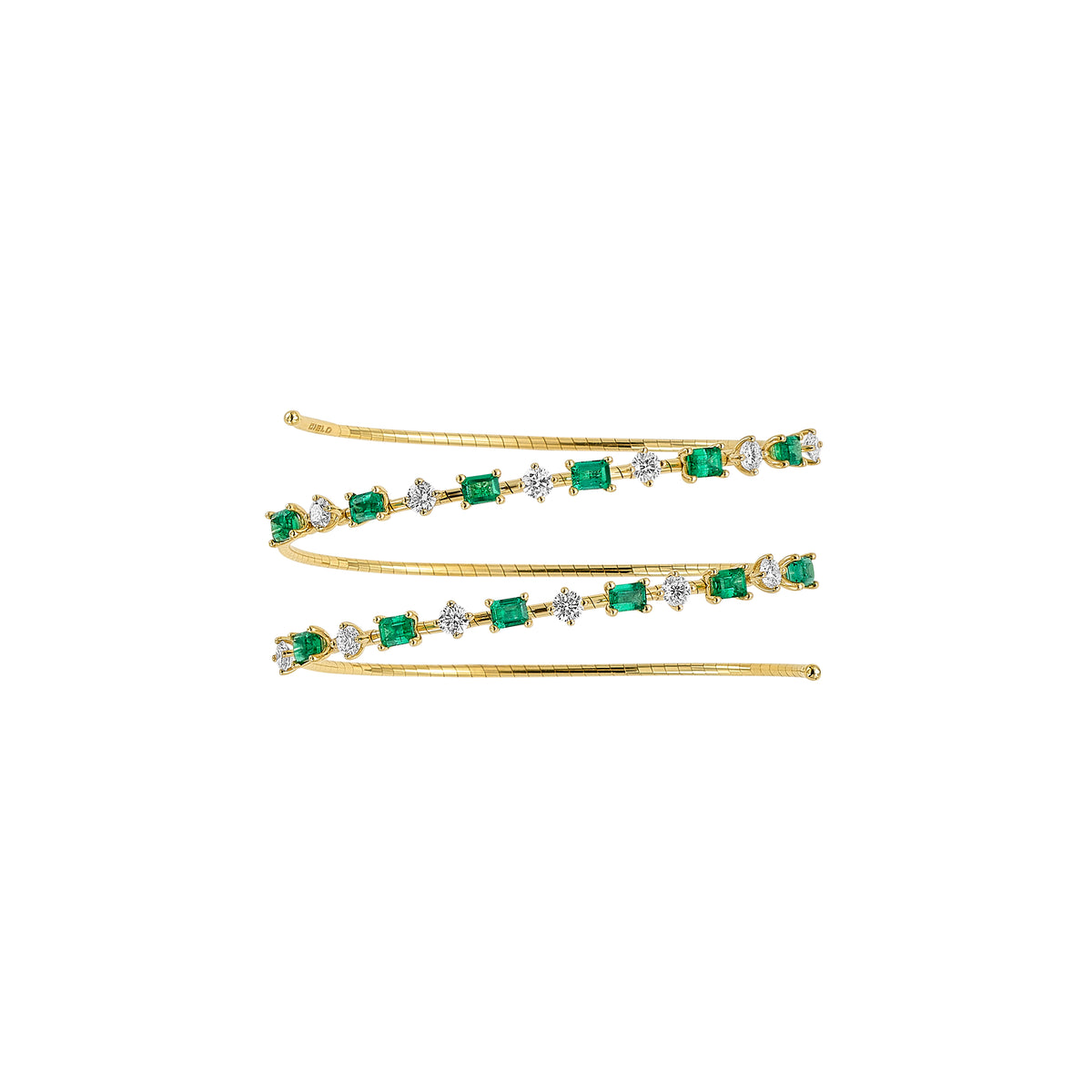 Mattia Cielo Rugiada Pietre Emerald & 2Row Flex Bracelet Em=2.64 - LJWR565P-YM