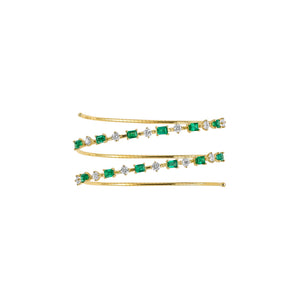 Mattia Cielo Rugiada Pietre Emerald & 2Row Flex Bracelet Em=2.64 - LJWR565P-YM