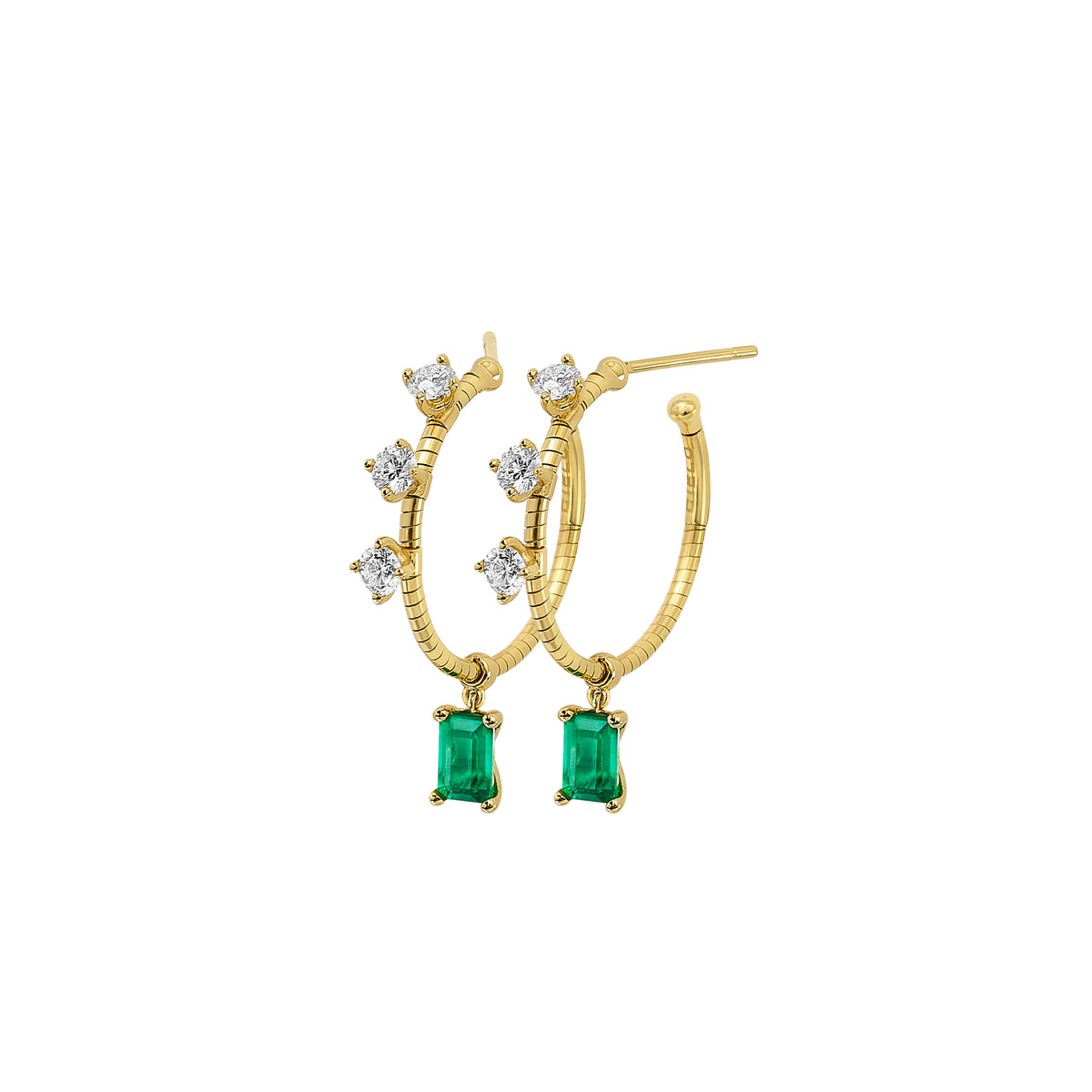 Mattia Cielo Rugiada Pietre Emerald & Hoop Earrings Em=1.06 - LJWR566P-Y