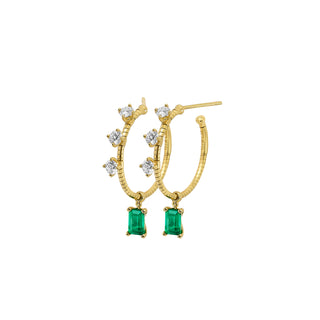 Mattia Cielo Rugiada Pietre Emerald & Hoop Earrings Em=1.06 - LJWR566P-Y thumbnail