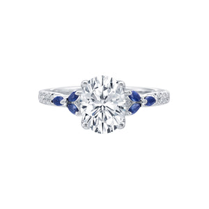 Lincoln Park Oval Center Sapphire and Diamonds Wedding Ring
