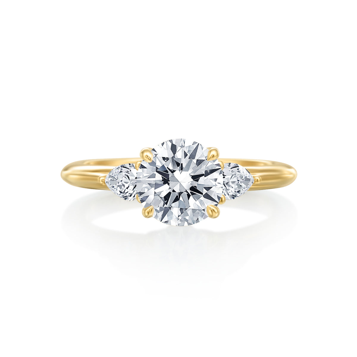 Lincoln Park 3 Stone Pear Sides Wedding Ring