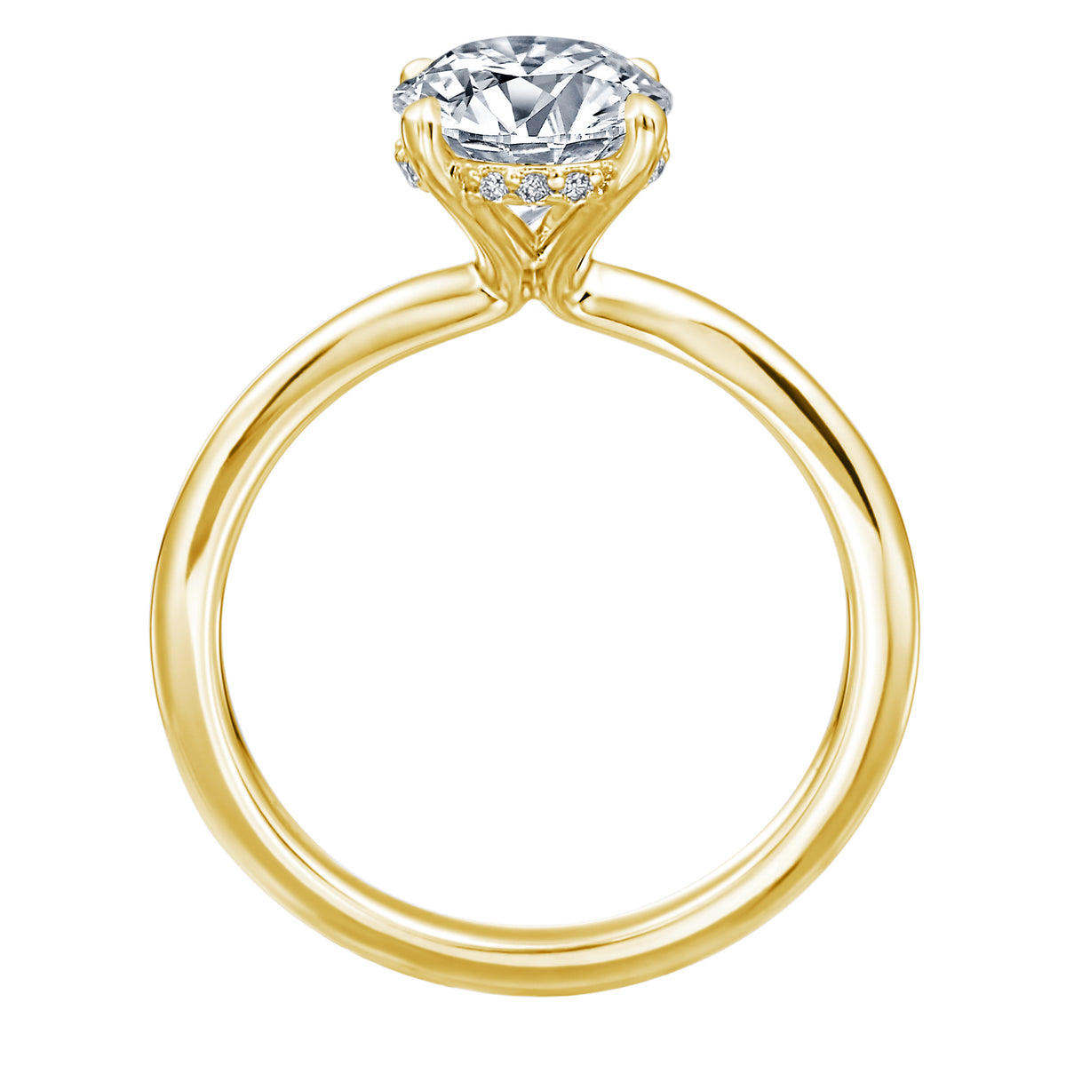 Lincoln Park round solitaire hidden halo wedding ring