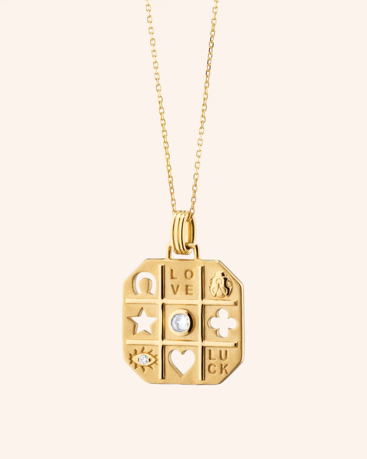 "Tokens of Luck" Necklace with Center Diamond
