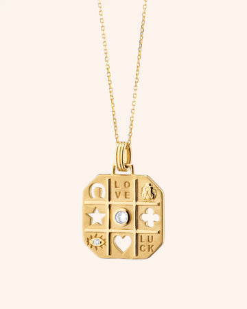 "Tokens of Luck" Necklace with Center Diamond
