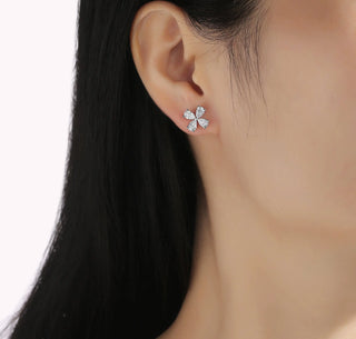 Lab Grown Diamond Pear Cluster Stud Earrings thumbnail