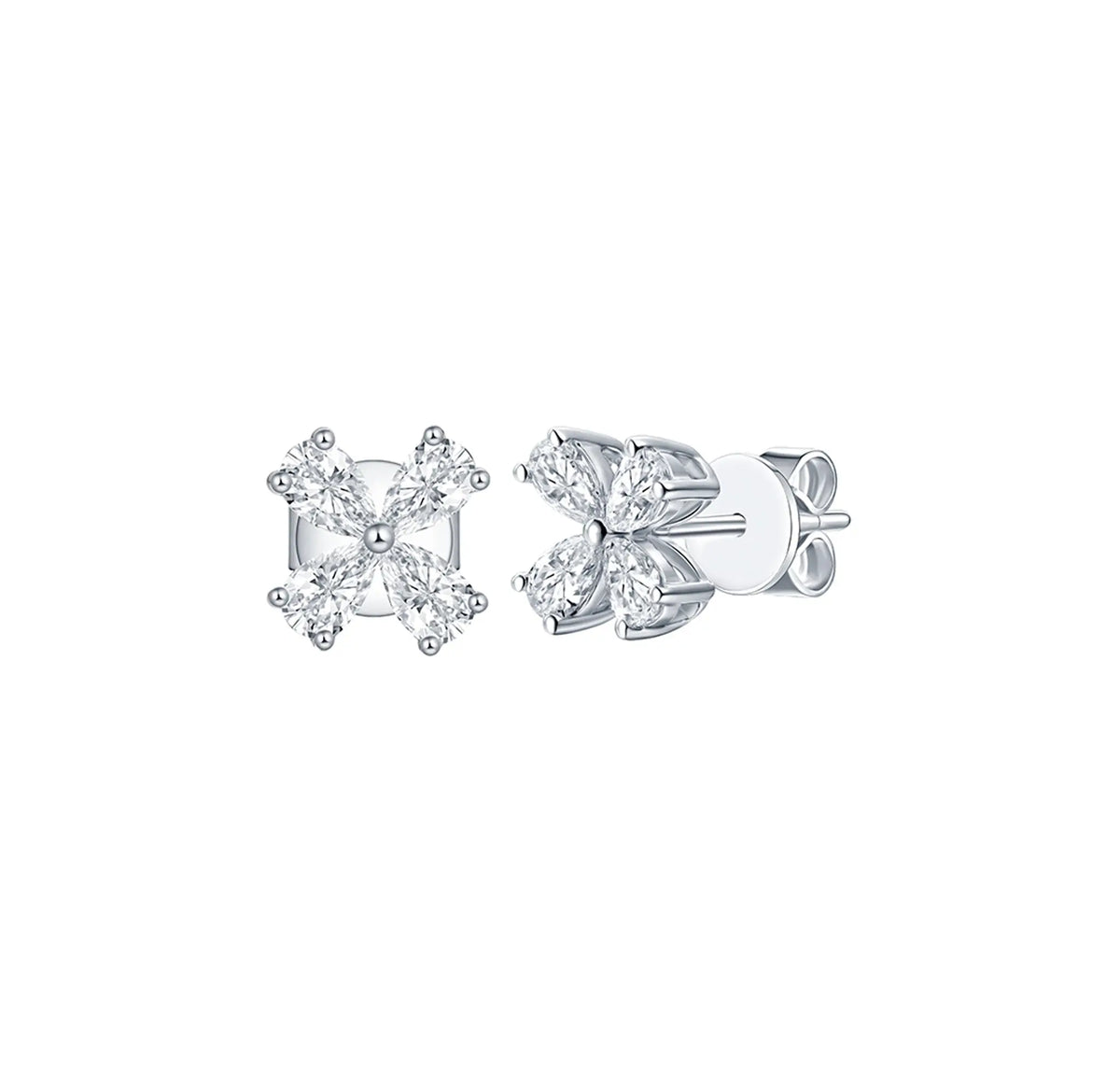 Lab Grown Diamond Pear Cluster Stud Earrings